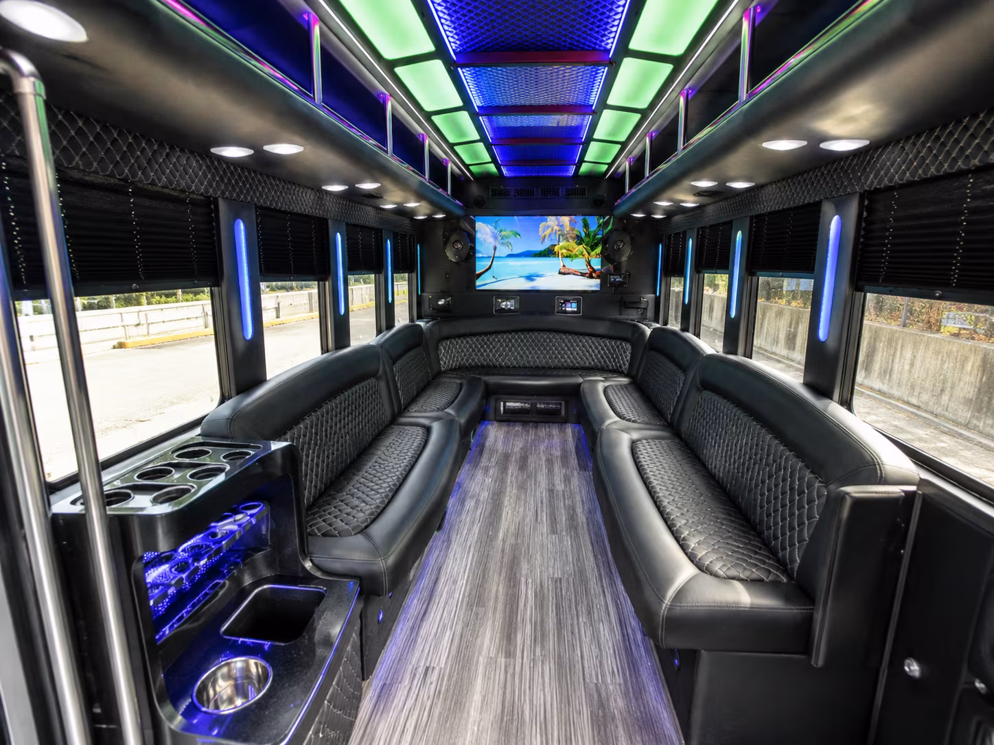 cherry hill 18 passenger party bus inside