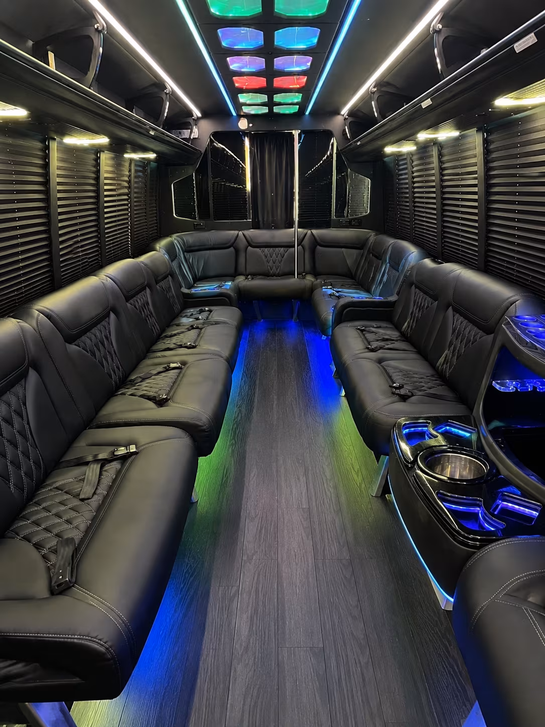 cherry hill 20 passenger party bus interior