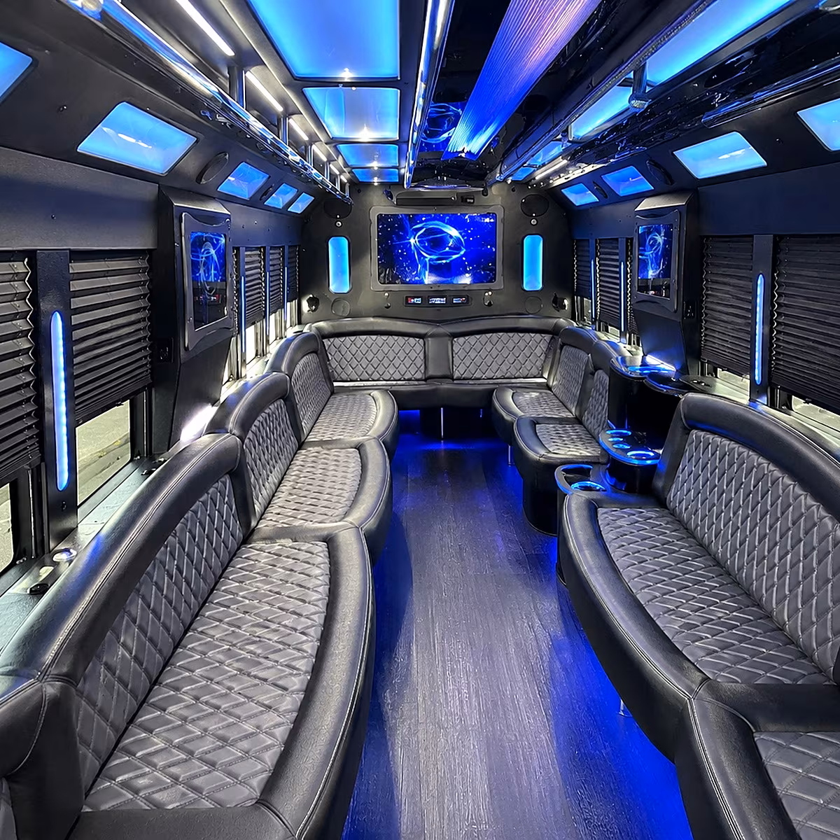 cherry hill 50 passenger party bus interior