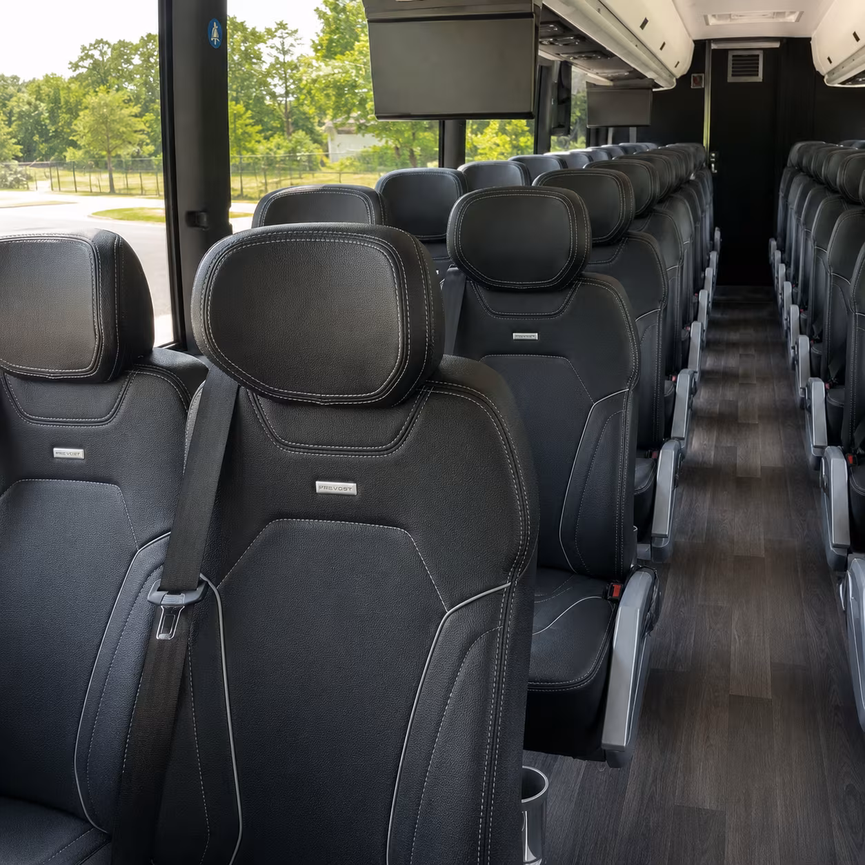 reading charter bus rental interior